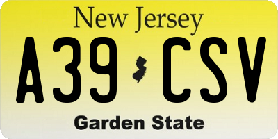 NJ license plate A39CSV