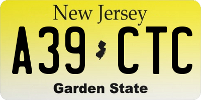 NJ license plate A39CTC