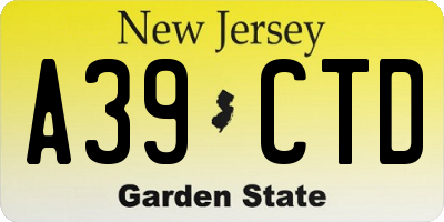 NJ license plate A39CTD