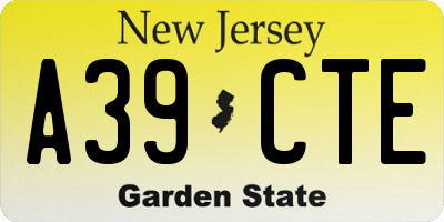 NJ license plate A39CTE