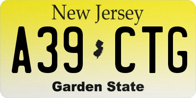 NJ license plate A39CTG