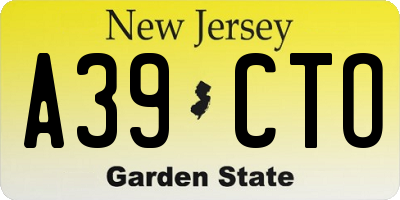 NJ license plate A39CTO