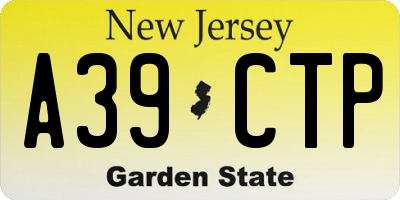 NJ license plate A39CTP