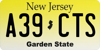 NJ license plate A39CTS