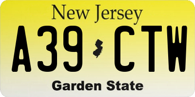 NJ license plate A39CTW