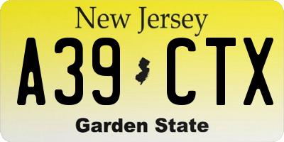 NJ license plate A39CTX