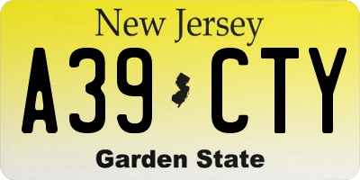 NJ license plate A39CTY