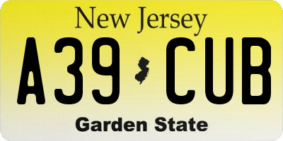 NJ license plate A39CUB