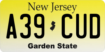 NJ license plate A39CUD