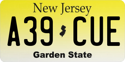 NJ license plate A39CUE