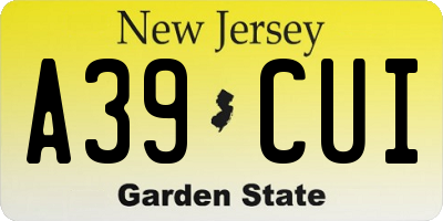 NJ license plate A39CUI