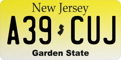 NJ license plate A39CUJ