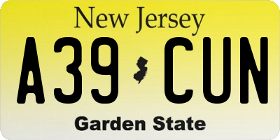 NJ license plate A39CUN