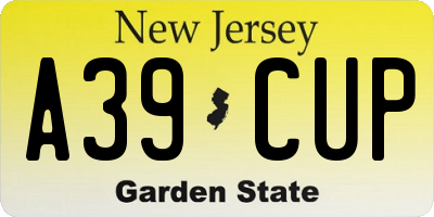 NJ license plate A39CUP