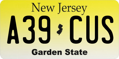 NJ license plate A39CUS