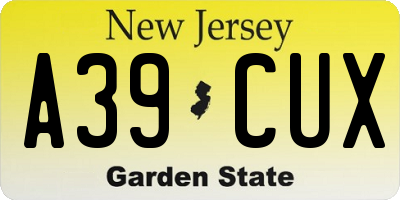 NJ license plate A39CUX