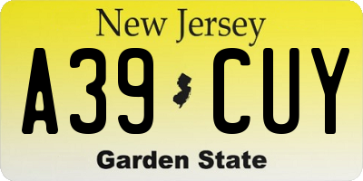 NJ license plate A39CUY