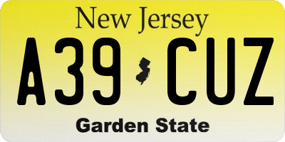 NJ license plate A39CUZ