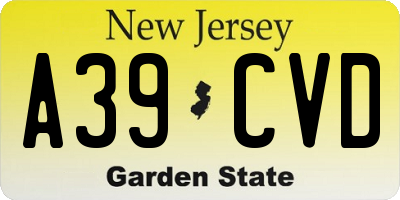 NJ license plate A39CVD