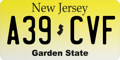 NJ license plate A39CVF