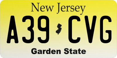 NJ license plate A39CVG