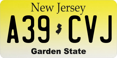 NJ license plate A39CVJ