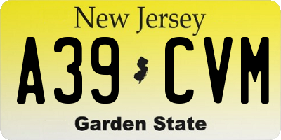 NJ license plate A39CVM