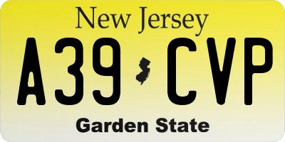 NJ license plate A39CVP