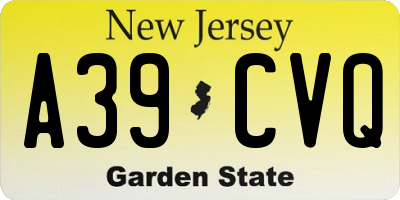 NJ license plate A39CVQ