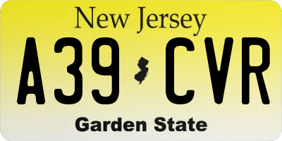 NJ license plate A39CVR