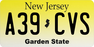 NJ license plate A39CVS