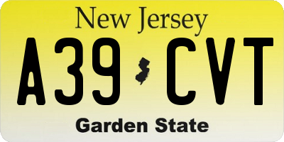 NJ license plate A39CVT