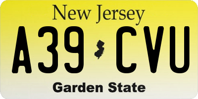 NJ license plate A39CVU