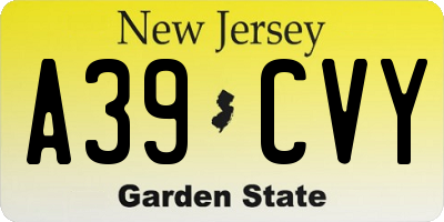 NJ license plate A39CVY
