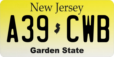 NJ license plate A39CWB