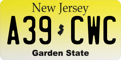 NJ license plate A39CWC
