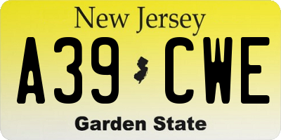 NJ license plate A39CWE