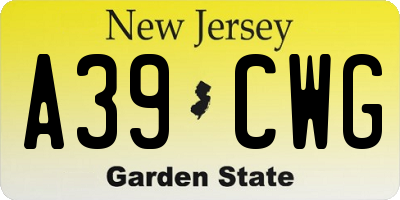 NJ license plate A39CWG