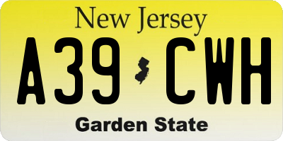 NJ license plate A39CWH