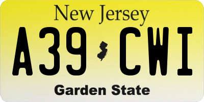 NJ license plate A39CWI