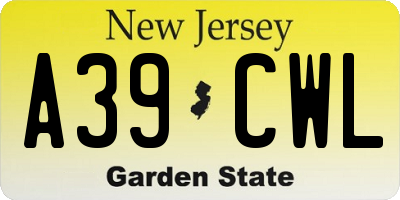 NJ license plate A39CWL