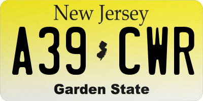 NJ license plate A39CWR