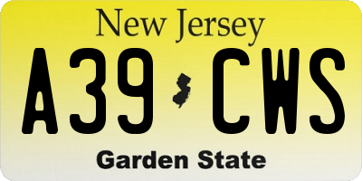 NJ license plate A39CWS
