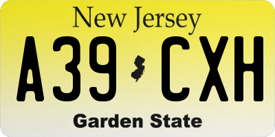 NJ license plate A39CXH