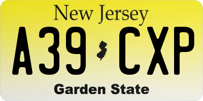 NJ license plate A39CXP