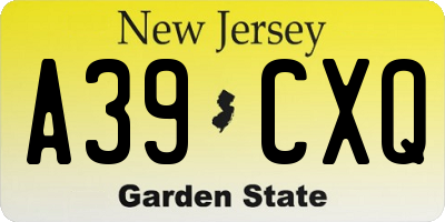 NJ license plate A39CXQ