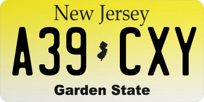 NJ license plate A39CXY