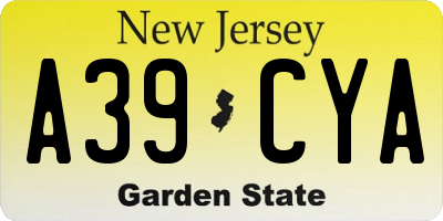 NJ license plate A39CYA