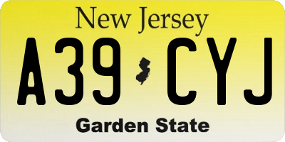 NJ license plate A39CYJ