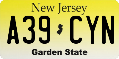 NJ license plate A39CYN